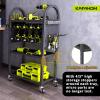 imageKAFAHOM Power Tool Organizer  4 Tier Rolling Tool Cart with 812 Drill HolderTool Storage Cart on Wheels  Heavy Duty Metal Utility Tool Shelf for Garage Workshop Warehouse ampamp Repair ShopBlackno Power