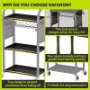 imageKAFAHOM Power Tool Organizer  4 Tier Rolling Tool Cart with 812 Drill HolderTool Storage Cart on Wheels  Heavy Duty Metal Utility Tool Shelf for Garage Workshop Warehouse ampamp Repair ShopBlackno Power