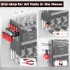 imageKAFAHOM Power Tool Organizer for Tool Storage 8 Drill Holder Wall Mount Tool Holder and Storage Rack for Garage Organization Heavy Duty Metal Tool Shelf with Air toolScrewdriverHammer HolderRed