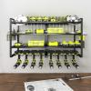 imageKAFAHOM Power Tool Organizer for Tool Storage 8 Drill Holder Wall Mount Tool Holder and Storage Rack for Garage Organization Heavy Duty Metal Tool Shelf with Air toolScrewdriverHammer HolderBlack4L8D