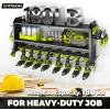 imageKAFAHOM Power Tool Organizer for Tool Storage 8 Drill Holder Wall Mount Tool Holder and Storage Rack for Garage Organization Heavy Duty Metal Tool Shelf with Air toolScrewdriverHammer HolderBlack