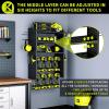 imageKAFAHOM Power Tool Organizer for Tool Storage 8 Drill Holder Wall Mount Tool Holder and Storage Rack for Garage Organization Heavy Duty Metal Tool Shelf with Air toolScrewdriverHammer HolderBlack6L8D