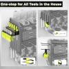 imageKAFAHOM Power Tool Organizer for Tool Storage 8 Drill Holder Wall Mount Tool Holder and Storage Rack for Garage Organization Heavy Duty Metal Tool Shelf with Air toolScrewdriverHammer HolderGreen
