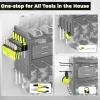 imageKAFAHOM Power Tool Organizer for Tool Storage 8 Drill Holder Wall Mount Tool Holder and Storage Rack for Garage Organization Heavy Duty Metal Tool Shelf with Air toolScrewdriverHammer HolderBlack