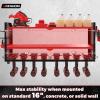 imageKAFAHOM Power Tool Organizer with Charging Station Built in 8 Outlet Power StripLarge 8 Drill Holder Wall Mount Heavy Duty Metal Power Tool Storage Rack Tool Shelf for Garage Organization BlackRed32 inches