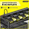 imageKAFAHOM Power Tool Organizer with Charging Station Built in 8 Outlet Power StripLarge 8 Drill Holder Wall Mount Heavy Duty Metal Power Tool Storage Rack Tool Shelf for Garage Organization BlackBlack32 inches4L