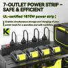 imageKAFAHOM Power Tool Organizer with Charging Station9 Drill Holder Wall Mount4 Layer Heavy Duty Metal Cordless Drill Storage for Garage OrganizationBattery Tool Rack Built in 7 Outlet Power Strip RedBlack with Power