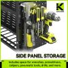 imageKAFAHOM Power Tool Organizer with Charging Station9 Drill Holder Wall Mount4 Layer Heavy Duty Metal Cordless Drill Storage for Garage OrganizationBattery Tool Rack Built in 7 Outlet Power Strip RedBlack with Power