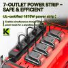 imageKAFAHOM Power Tool Organizer with Charging Station9 Drill Holder Wall Mount4 Layer Heavy Duty Metal Cordless Drill Storage for Garage OrganizationBattery Tool Rack Built in 7 Outlet Power Strip RedRed with Power