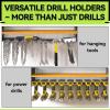 imageKAFAHOM Power Tool Organizer with Charging Station9 Drill Holder Wall Mount4 Layer Heavy Duty Metal Cordless Drill Storage for Garage OrganizationBattery Tool Rack Built in 7 Outlet Power Strip RedYellow with Power