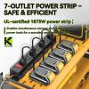 imageKAFAHOM Power Tool Organizer with Charging Station9 Drill Holder Wall Mount4 Layer Heavy Duty Metal Cordless Drill Storage for Garage OrganizationBattery Tool Rack Built in 7 Outlet Power Strip RedYellow with Power