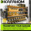 imageKAFAHOM Power Tool Organizer with Charging Station9 Drill Holder Wall Mount4 Layer Heavy Duty Metal Cordless Drill Storage for Garage OrganizationBattery Tool Rack Built in 7 Outlet Power Strip RedYellow with Power