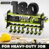 imageKAFAHOM Power Tool OrganizerLarge 8 Drill Holder Wall Mount with 2 Side PegboardsMetal Tool Shelf with 12 HooksStorage Rack for Garage OrganizationUtility Cordless Drill Holder  BlackGreen
