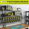 imageKAFAHOM Power Tool OrganizerLarge 8 Drill Holder Wall Mount with 2 Side PegboardsMetal Tool Shelf with 12 HooksStorage Rack for Garage OrganizationUtility Cordless Drill Holder  BlackBlack3L8D