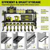 imageKAFAHOM Power Tool OrganizerLarge 8 Drill Holder Wall Mount with 2 Side PegboardsMetal Tool Shelf with 12 HooksStorage Rack for Garage OrganizationUtility Cordless Drill Holder  BlackBlack3L8D