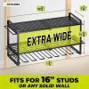 imageKAFAHOM Power Tool OrganizerLarge 8 Drill Holder Wall Mount with 2 Side PegboardsMetal Tool Shelf with 12 HooksStorage Rack for Garage OrganizationUtility Cordless Drill Holder  BlackBlack3L8D