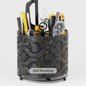 imageKAFAHOM Bucket Tool Organizer Heavy Duty Metal Bucket Tool Caddy Tool Storage for Garden Construction Carpenter Electrician BuilderBlackCircle