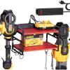 imageKAFAHOM Leaf Blower and Weed Eater Rack with Charging Station Lawn Power Tool Organizer Wall Mount Lawn Tool Storage Rack for Leaf Blower Weed Eater Battery Charger RedRed