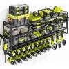 imageKAFAHOM Power Tool Organizer Wall Mount 4Tier Drill Holder for Cordless Tools 2Pack Set Garage Storage Rack with Side Hooks for Hammers ampamp Pliers Tool Organizer for WorkshopUtility RoomBlack4L13D