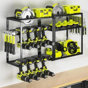 imageKAFAHOM Power Tool Organizer8 Drill Holder Wall Mount6 Layer Heavy Duty Metal Tool Storage RackLarge Utility Tool Shelf for Cordless Drill Garage Wall Organizer for Lifetime Use6Layer8Drill