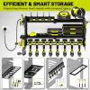 imageKAFAHOM Power Tool Organizer with Charging Station 8 Drill Holder 3 Layers Tool Storage Shelf Wall Mount Built in 8 Outlet Power StripTool Battery Holder with ScrewdriverHammerBlack32 inches3L