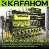 imageKAFAHOM Power Tool Organizer with Charging Station 8 Drill Holder 3 Layers Tool Storage Shelf Wall Mount Built in 8 Outlet Power StripTool Battery Holder with ScrewdriverHammerBlack with Power