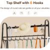 imageKAFAHOM Purse Organizer for Closet Large Capacity Purse Rack stand with 10 Purse Hangers and 6 Purse Hooks for Bag Storage MultiPurpose Handbag Shelf Ironwood Purse Holder
