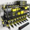 imageKAFAHOM Power Tool Organizer with Charging Station 8 Drill Holder 3 Layers Tool Storage Shelf Wall Mount Built in 8 Outlet Power StripTool Battery Holder with ScrewdriverHammerBlack4 Layers with Power